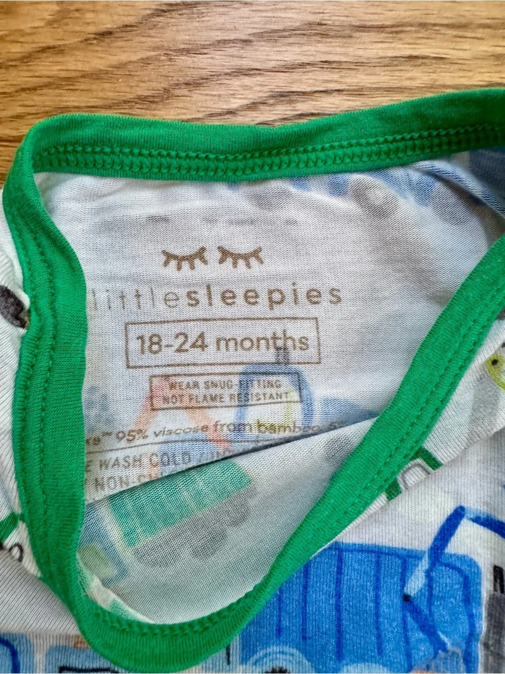 Little Sleepies bamboo Green and Blue Truck Print Pajama Set